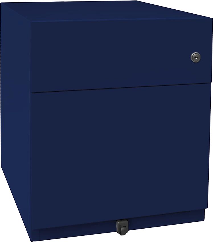 BISLEY Buck rodante Note™ con 1 archivador colgante y 1 cajón universal, H x A x P 495 x 420 x 565 mm, con tirador, azul oxford