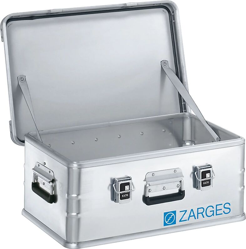 ZARGES Caja de transporte de aluminio, capacidad 42 l, L x A x H interiores 550 x 350 x 220 mm, modelo robusto