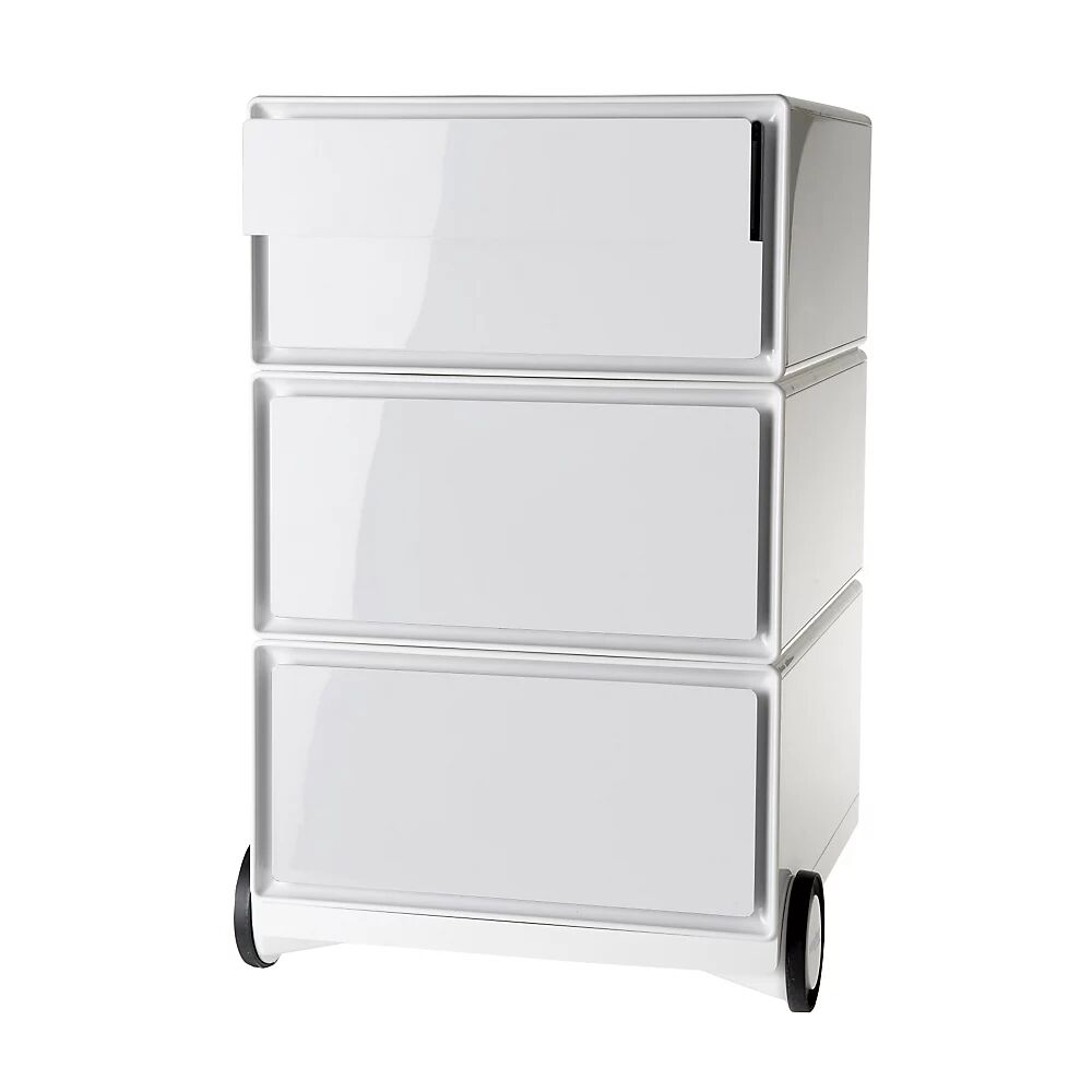 Paperflow Buck rodante easyBox®, 2 cajones, 2 cajones planos, blanco / blanco