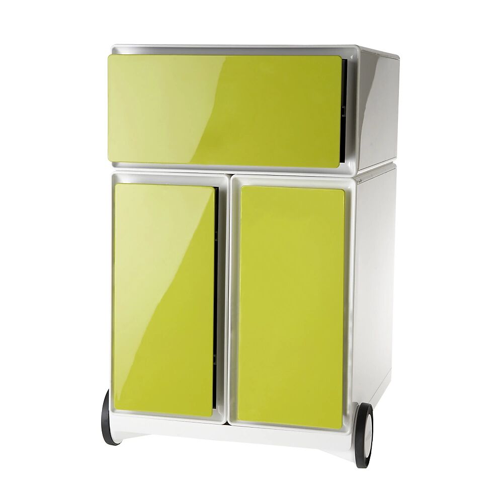 Paperflow Buck rodante easyBox®, 1 cajón, 2 cajones para archivadores colgantes, blanco / verde
