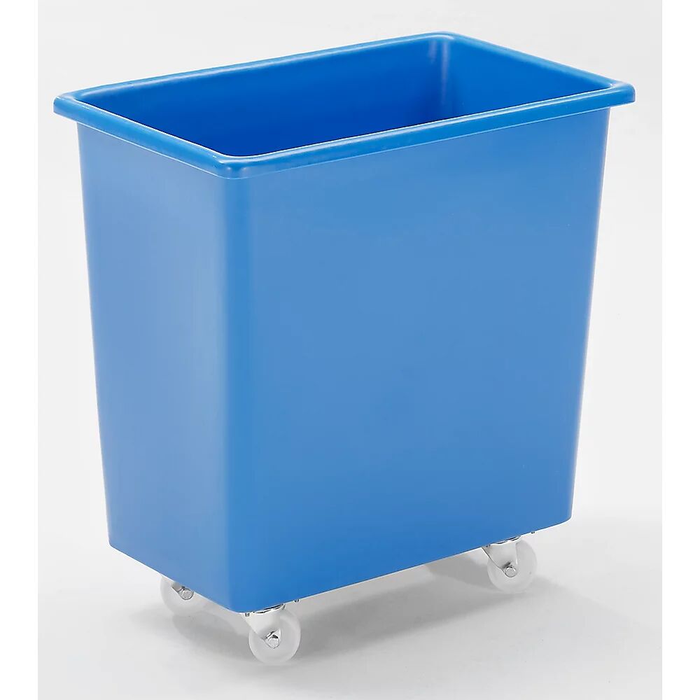 kaiserkraft Recipiente rectangular de polietileno, desplazable, capacidad 135 l, azul