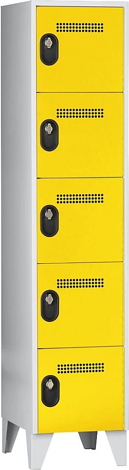 Wolf Armario de compartimentos bajo llave, altura de compartimento 320 mm, HxAxP 1850 x 400 x 500 mm, anchura del compartimento 400 mm, color de cuerpo / puerta gris luminoso / amarillo de zinc