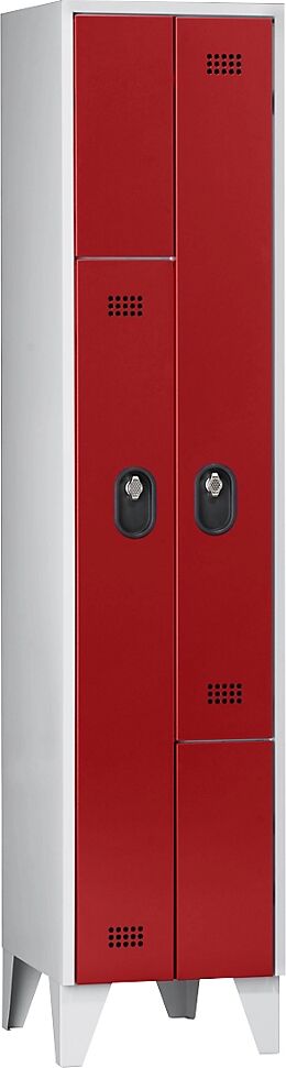 Wolf Armario guardarropa desmontable, altura de compartimento 820 mm, HxAxP 1850 x 400 x 500 mm, anchura del compartimento 400 mm, color de cuerpo / puerta gris luminoso / rojo vivo