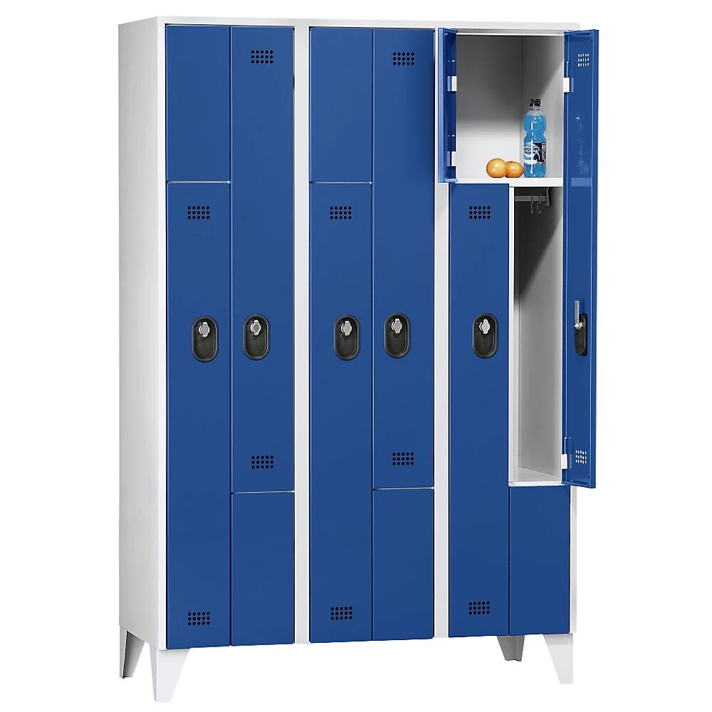 Wolf Armario guardarropa desmontable, altura de compartimento 820 mm, HxAxP 1850 x 1200 x 500 mm, anchura del compartimento 400 mm, color de cuerpo / puerta gris luminoso / azul genciana