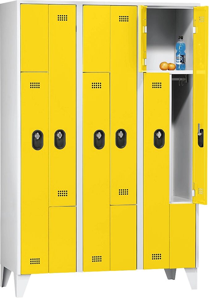 Wolf Armario guardarropa desmontable, altura de compartimento 820 mm, HxAxP 1850 x 1200 x 500 mm, anchura del compartimento 400 mm, color de cuerpo / puerta gris luminoso / amarillo de zinc