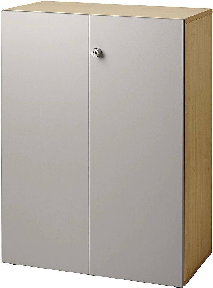 eurokraft pro ANNY - Armario archivador, puertas batientes, 2 baldas, decoración de nogal / aluminio blanco