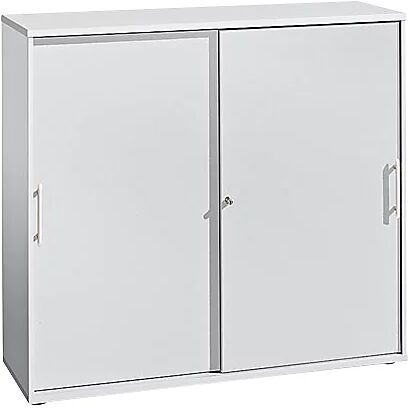 kaiserkraft FINO - Armario de puertas correderas, 2 baldas, 1 pared separadora, H x A x P 1100 x 1200 x 400 mm, blanco