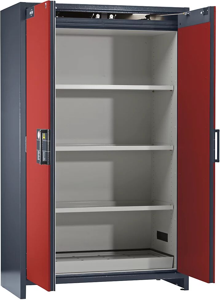 asecos Armario industrial resistente al fuego de tipo 90 para sustancias peligrosas, H x A x P 1955 x 1200 x 615 mm, puertas en rojo tráfico