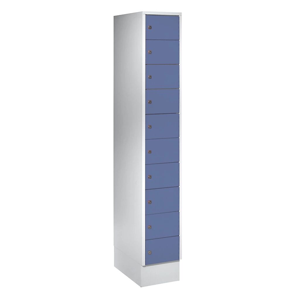 Wolf Armario de compartimentos pequeños, 10 compartimentos, H x A 1850 x 300 mm, color de la puerta azul colombino RAL 5014