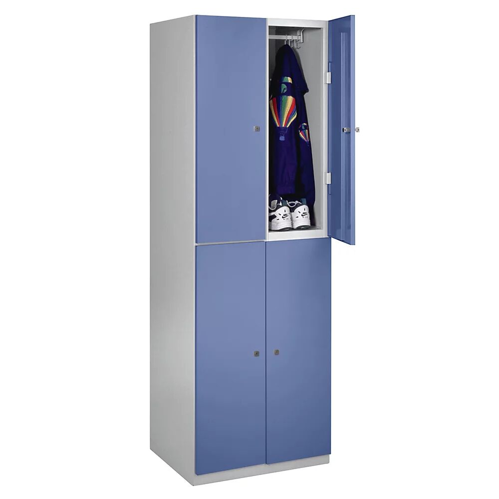 Wolf Armario de compartimentos, 4 compartimentos, 1800 x 600 x 500 mm, puertas en azul colombino