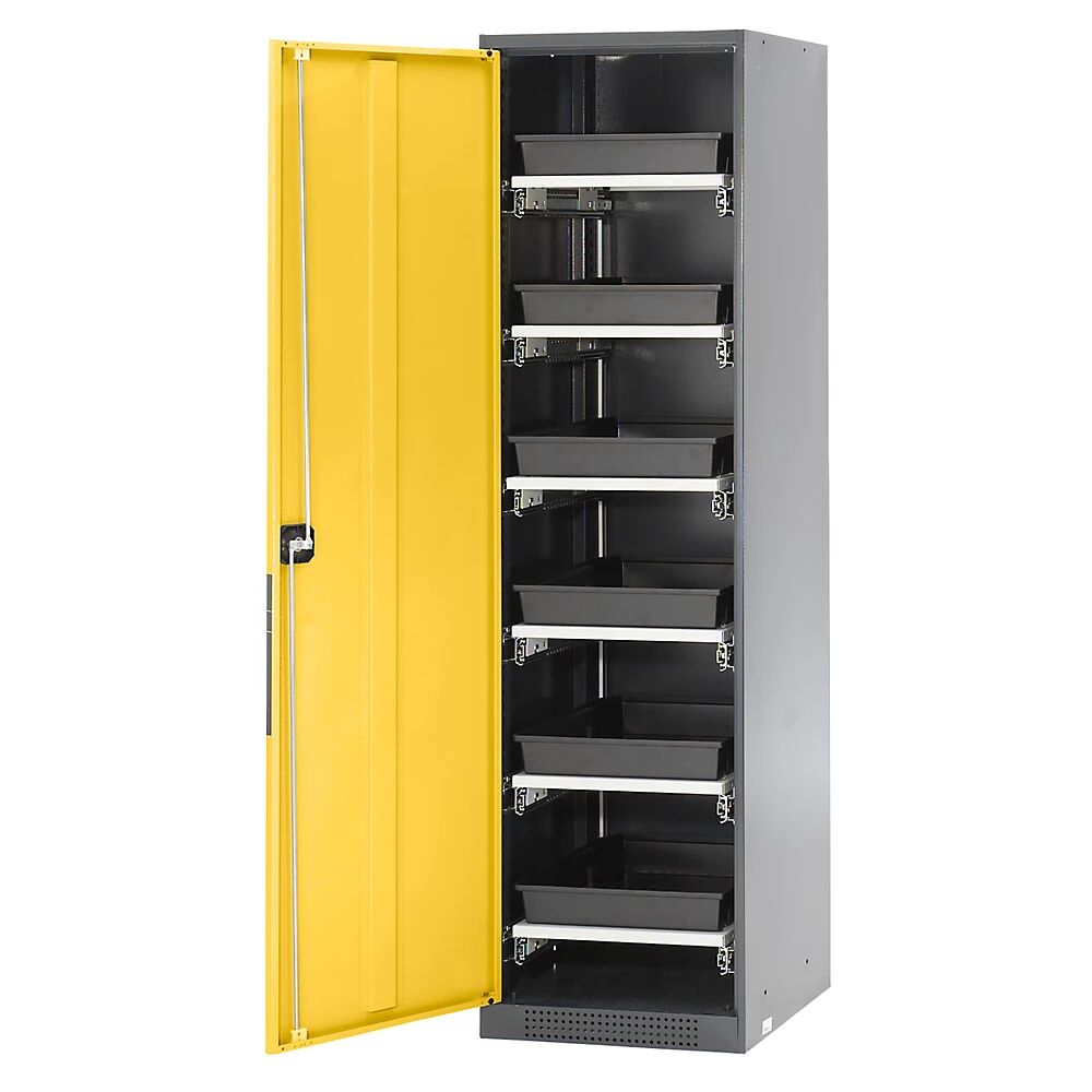 asecos Armario de laboratorio para productos químicos, 1 puerta, alta, 6 bandejas extraíbles, sin ventanilla, amarillo
