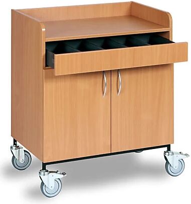 kaiserkraft Carrito para camareros, cajón para cubiertos, 2 puertas, 1 balda, decoración de roble de pantano