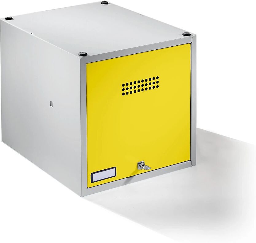 Wolf Casillero individual bajo llave, ampliable, H x A x P 400 x 400 x 500 mm, con cerradura de cilindro de seguridad, puerta en amarillo zinc