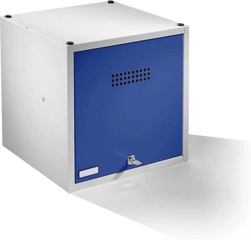 Wolf Casillero individual bajo llave, ampliable, H x A x P 500 x 500 x 500 mm, con cerradura de cilindro de seguridad, puerta en azul genciana