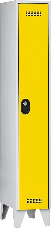 Wolf Armario guardarropa, altura de compartimento 1700 mm, HxAxP 1850 x 300 x 500 mm, anchura del compartimento 300 mm, color de cuerpo / puerta gris luminoso / amarillo de zinc