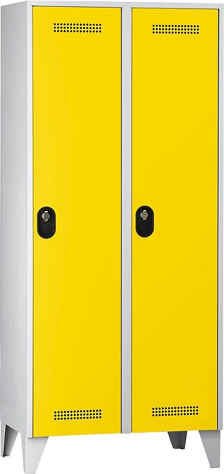 Wolf Armario guardarropa, altura de compartimento 1700 mm, HxAxP 1850 x 800 x 500 mm, anchura del compartimento 400 mm, color de cuerpo / puerta gris luminoso / amarillo de zinc