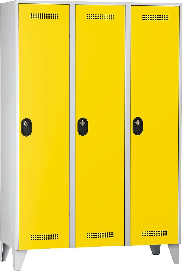 Wolf Armario guardarropa, altura de compartimento 1700 mm, HxAxP 1850 x 1200 x 500 mm, anchura del compartimento 400 mm, color de cuerpo / puerta gris luminoso / amarillo de zinc