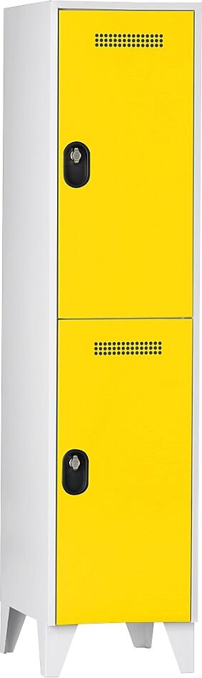 Wolf Armario guardarropa, altura de compartimento 820 mm, HxAxP 1850 x 400 x 500 mm, anchura del compartimento 400 mm, color de cuerpo / puerta gris luminoso / amarillo de zinc