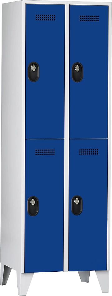 Wolf Armario guardarropa, altura de compartimento 820 mm, HxAxP 1850 x 600 x 500 mm, anchura del compartimento 300 mm, color de cuerpo / puerta gris luminoso / azul genciana