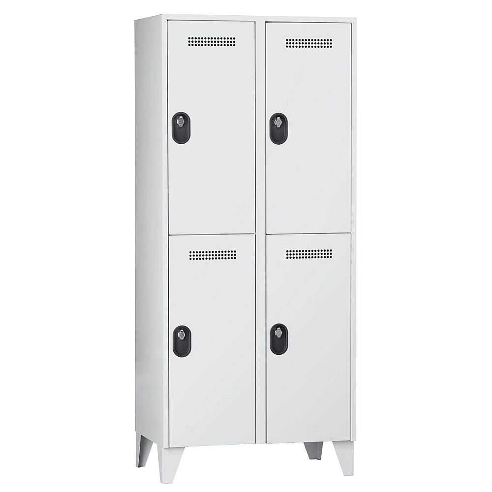 Wolf Armario guardarropa, altura de compartimento 820 mm, HxAxP 1850 x 800 x 500 mm, anchura del compartimento 400 mm, color de cuerpo / puerta gris luminoso / gris luminoso