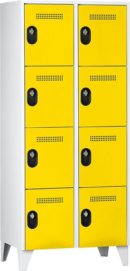 Wolf Armario de compartimentos bajo llave, altura de compartimento 450 mm, HxAxP 1850 x 800 x 500 mm, anchura del compartimento 400 mm, color de cuerpo / puerta gris luminoso / amarillo de zinc