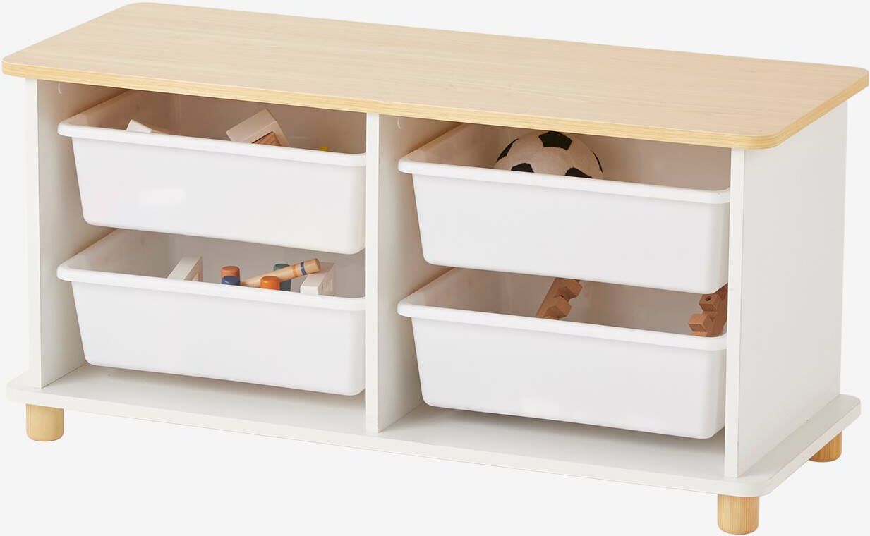 VERTBAUDET Mueble para organización + cajas de plástico Ptilou blanco claro liso