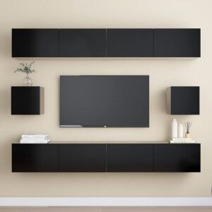 vidaXL Set De Muebles De Salón Tv 6 Piezas Madera Ingeniería Negro