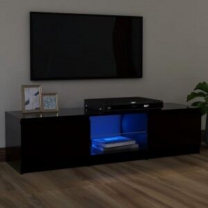 vidaXL Mueble Para Tv Con Luces Led Negro 120x30x35.5 Cm
