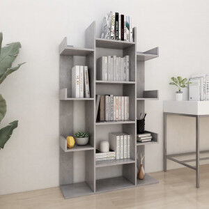 vidaXL Librería De Madera Contrachapada Gris Hormigón 86x25.5x140 Cm