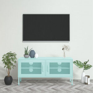 vidaXL Mueble Para Tv De Acero Verde Menta 105x35x50 Cm