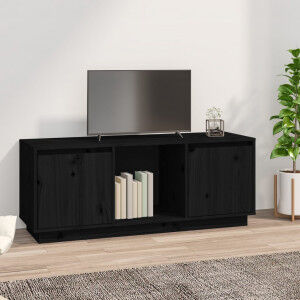 vidaXL Mueble Para Tv De Madera Maciza De Pino Negro 110.5x35x44 Cm