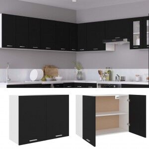 vidaXL Armario Colgante De Cocina Contrachapada Negro 80x31x60 Cm