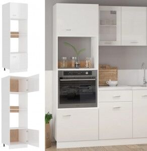 vidaXL Mueble De Microondas Aglomerado Blanco Brillante 60x57x207 Cm