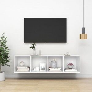 vidaXL Tv De Pared Con Madera Contrachapada Blanco 37x37x142.5 Cm