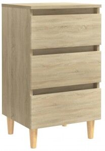 vidaXL Mesita De Noche Patas Madera Maciza Roble Sonoma 40x35x69 Cm