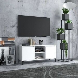 vidaXL Mueble De Tv Con Patas De Metal Blanco 103.5x35x50 Cm