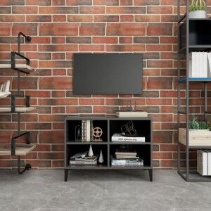 vidaXL Mueble De Tv Con Patas De Metal Gris Brillante 69.5x30x50 Cm