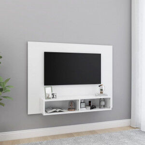 vidaXL Mueble De Tv De Pared Madera Contrachapada Blanco 120x23.5x90cm