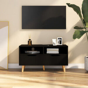 vidaXL Mueble Para Tv Aglomerado Negro 90x40x48.5 Cm