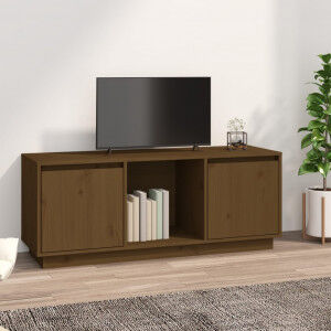 vidaXL Mueble Para Tv Madera Maciza De Pino Marrón Miel 110.5x35x44 Cm