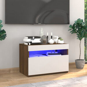 vidaXL Mueble De Tv Con Luces Led Color Roble Ahumado 60x35x40 Cm