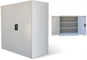 vidaXL Armario De Oficina 2 Puertas 90 Cm Acero Gris