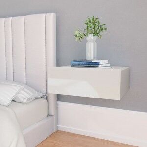 vidaXL Mesitas Noche Flotante 2 Uds Contrachapada Blanco 40x30x15 Cm