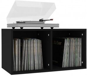 vidaXL Caja Para Discos De Vinilo Madera Contrachapada Negro71x34x36cm