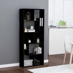 vidaXL Estantería Librería Madera Contrachapada Negro 67x24x161 Cm