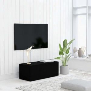 vidaXL Mueble Para Tv Madera Contrachapada Negro 80x34x30 Cm