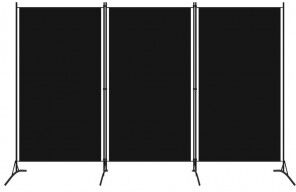 vidaXL Biombo Divisor De 3 Paneles Negro 260x180 Cm