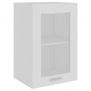 vidaXL Armario Colgante Vidrio Madera Contrachapada Blanco 40x31x60 Cm