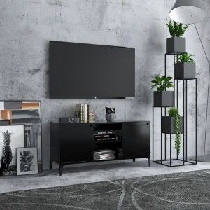 vidaXL Mueble De Tv Con Patas De Metal Negro 103.5x35x50 Cm