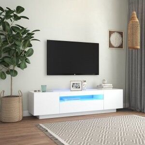 vidaXL Mueble Para Tv Con Luces Led Blanco 160x35x40 Cm